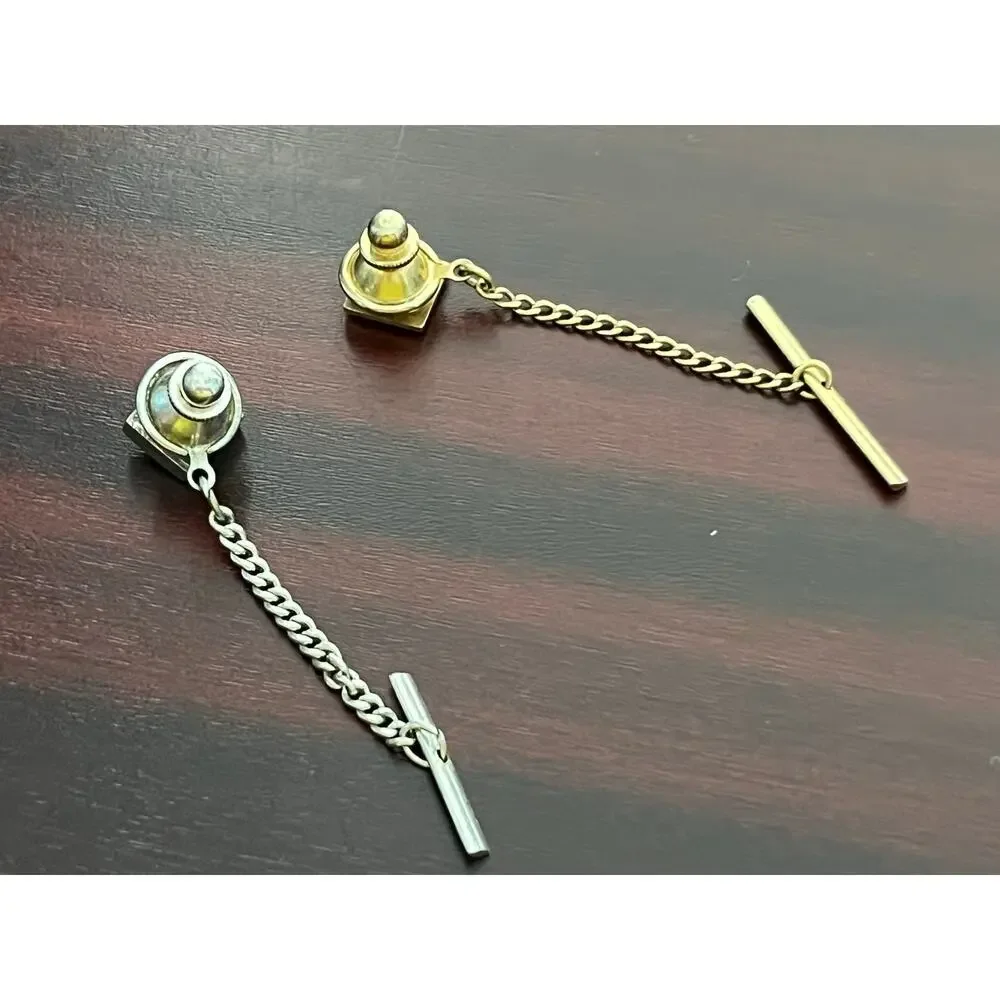 VTG Tie Tacks Lot of 2 Swank Gold Tone Rhinestone Silver Tone